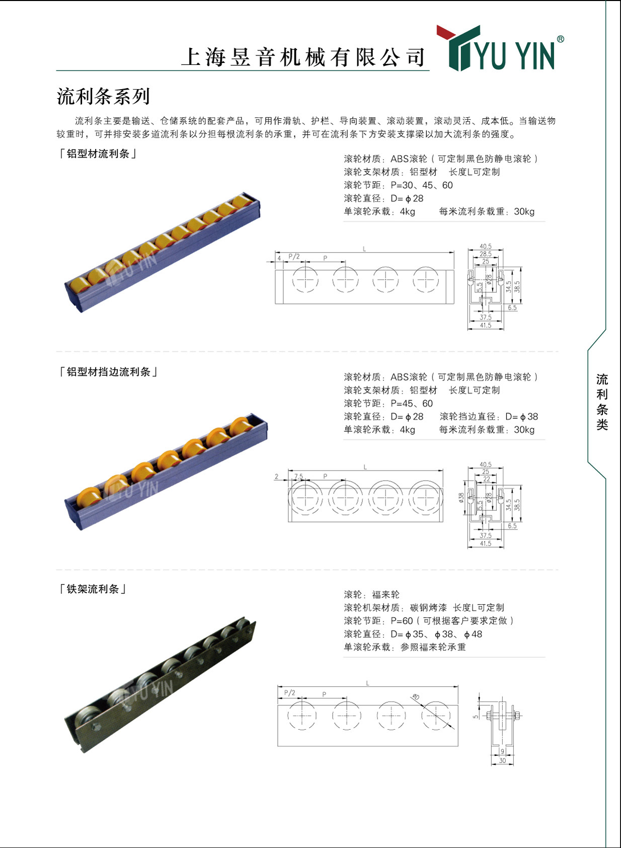 果蔬輸送設備配件流利條的組成結構